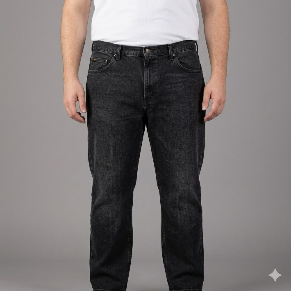 Lee Regular Fit Black Denim Straight Leg Jeans 42x30